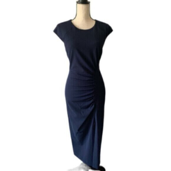 NWT Calvin Klein Side-Ruched Scuba Crepe Sheath Dress - Picture 6 of 17